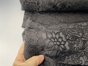 Jacquard vævet - smuk sort med blomstermotiv